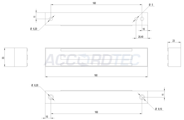 ML-100K с уголком, цвет белый, Электромагнитный замок ACCORDTEC, 100 кг, накладной